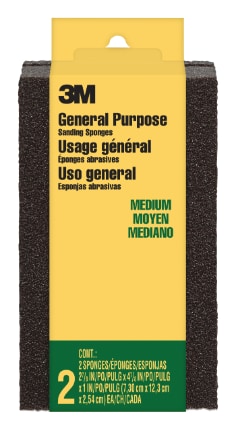 3M™ General Purpose Sanding Sponge, LGSG-M-2P, 2 7/8 in x 4 7/8 in x 1 in, 12 pks/cs
