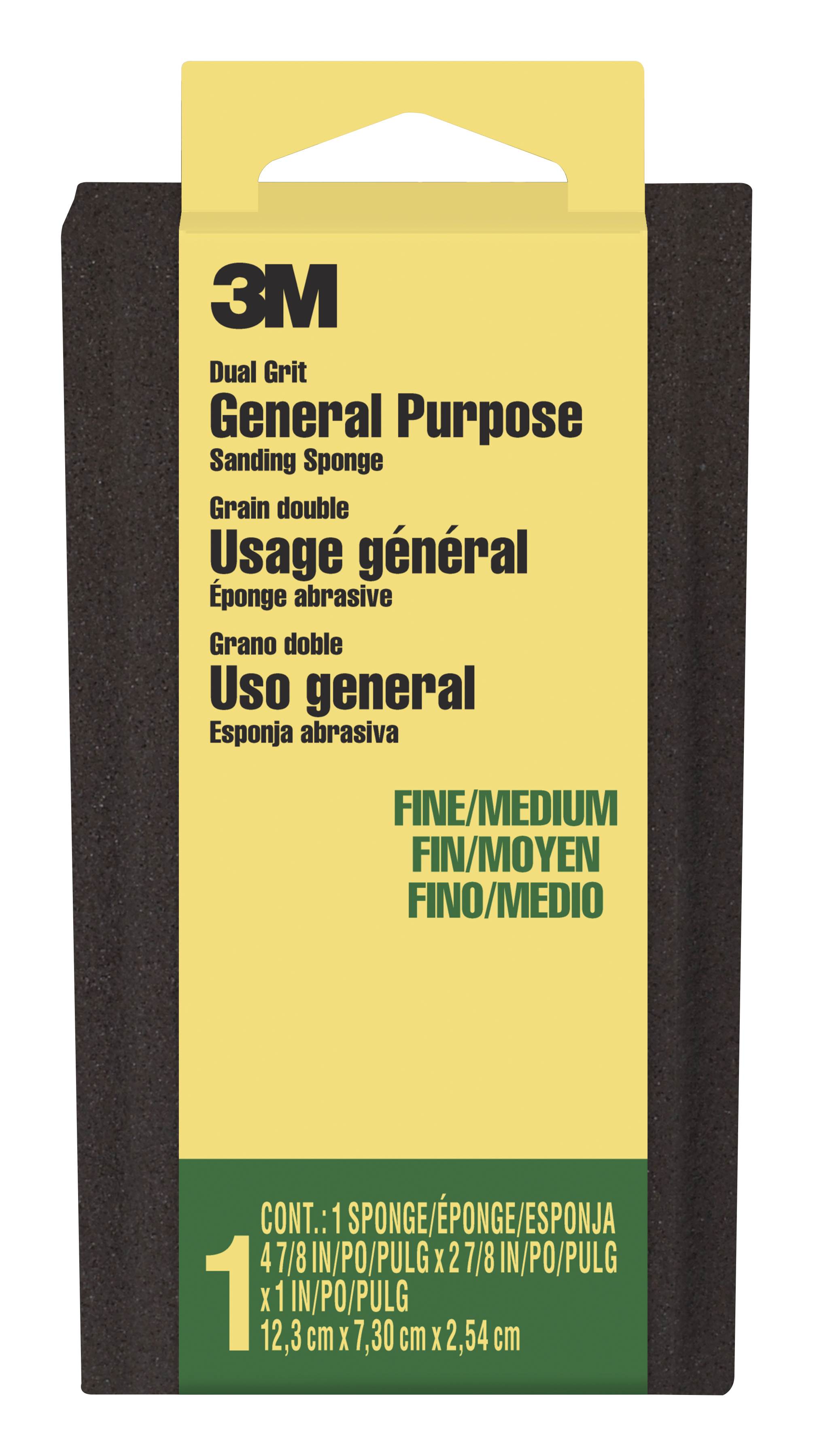 3M™ General Purpose Sanding Sponge DSFM-F-ESF-10, Dual Grit, Fine/Medium, 2 7/8 in x 4 7/8 in x 1 in, 10 pks/cv