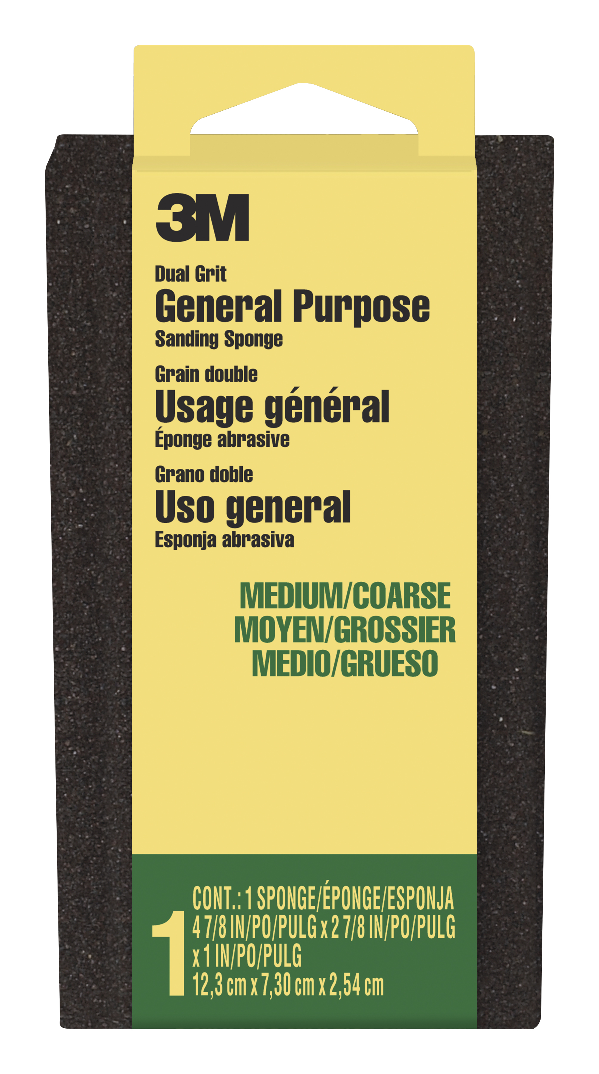3M™ General Purpose Sanding Sponge DSMC-ESF-10, 2 7/8 in x 4 7/8 in x 1in, Dual Grit, Medium/Coarse, 10 ea/cv