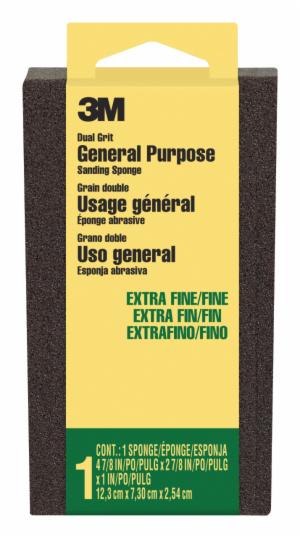 3M™ General Purpose Sanding Sponge DSXF-F-ESF-10, 2 7/8 in x 4 7/8 in x 1 in, Extra Fine/Fine, 10 ea/csimage