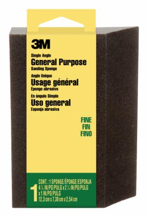 3M™ General Purpose Sanding Sponge CP-040NA,Single Angle, 2 7/8 in x 4 7/8 in x 1 in, Fine, 1/pk, 24 pks/csimage
