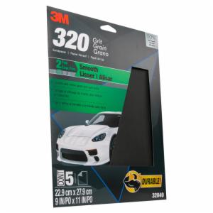 3M™ Wetordry Sandpaper, 32040, 320 Grit, 9 inch x 11 inch, 5 per pack, 20 per caseimage