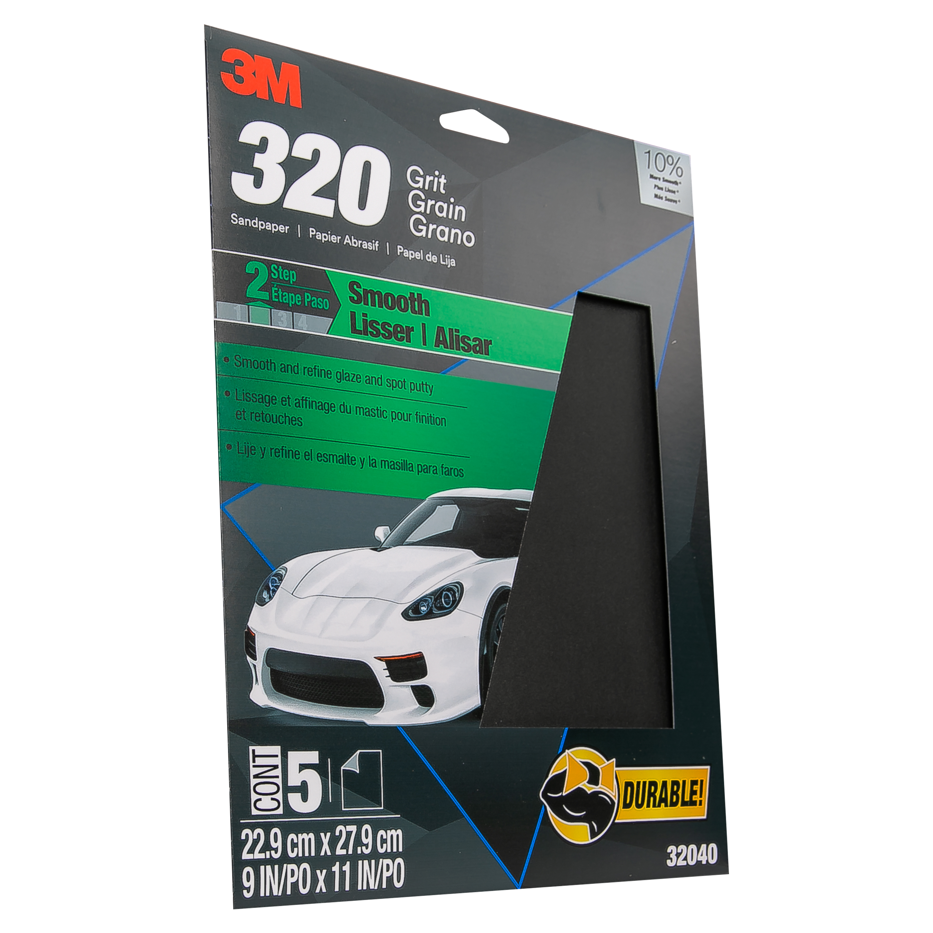 3M™ Wetordry™ Sandpaper, 32035, 800 Grit, 9 in x 11 in, 5 per pack, 20 per case
