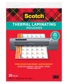 Scotch® Thermal Matte Laminating Pouches, Letter Size, 3 Mil, 50/Pack  (TP3854-50M)