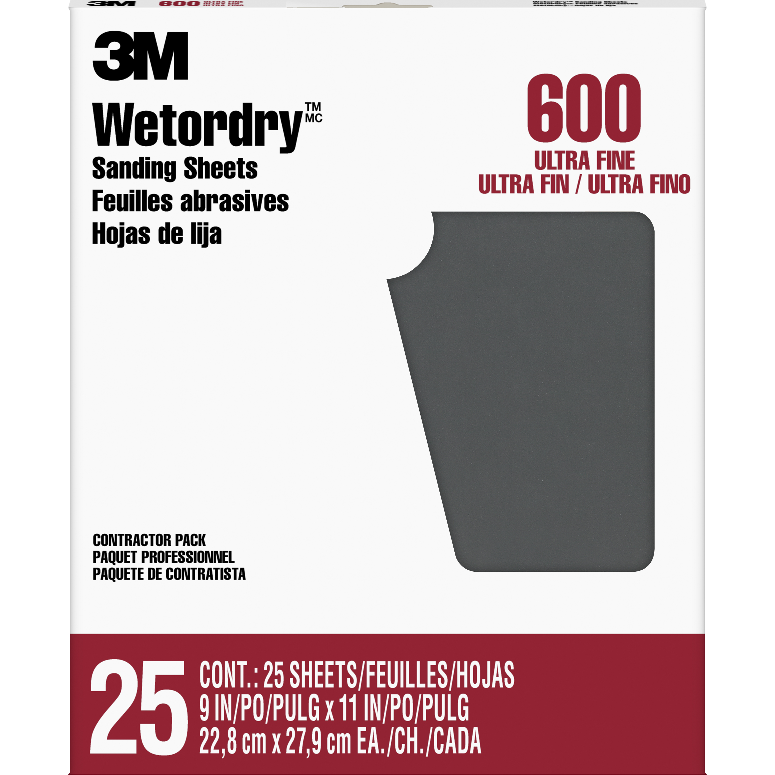 3M™ Wetordry™ Sanding Sheets 99421NA, 9 in x 11 in, 320 grit, 25 sheets/pk, 10 pks/cs