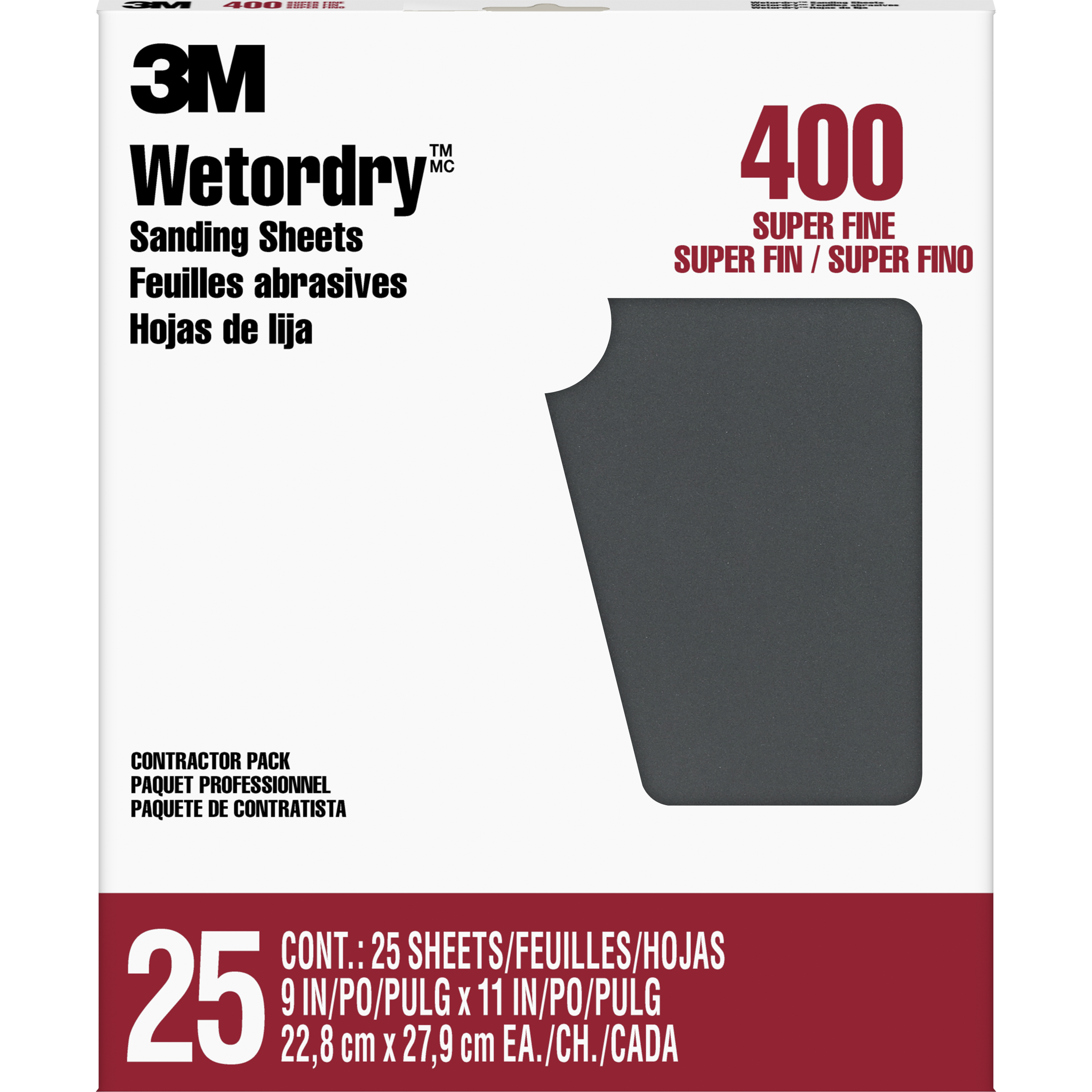 3M™ Pro-Pak™ Wetordry™ Sanding Sheets 88600NA, 9 in x 11 in, 180C grit, 25 sht pk