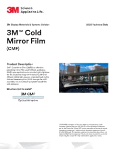 3M™ Cold Mirror Film (CMF) Technical Data Sheet