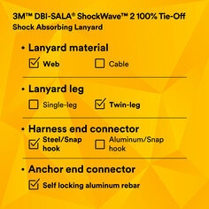 3M™ DBI-SALA® ShockWave™2 Tie-Off Shock Absorbing Lanyard 1244412