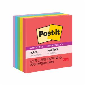 Post-it Super Sticky Notes 654-5SSAN, Playful Primaries Collection, 3 in x 3 in (76 mm x 76 mm), 100% PEFC, SGSCH-PEFC-COC-110078image