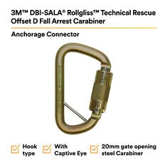 3M™ DBI-SALA® Rollgliss™ Technical Rescue Offset D Fall Arrest Carabiner 2000117