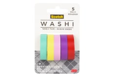 Scotch(R) Washi Tape C1017-5-P2, 0.39 in x 196 in (10 mm x 5 m), 5 Rolls/Pack