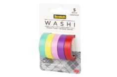 Scotch(R) Washi Tape C1017-5-P2, 0.39 in x 196 in (10 mm x 5 m), 5 Rolls/Pack