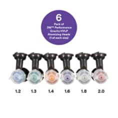 3M Performance Gravity HVLP Atomizing Head Variety Kit, 26730, Sizes 1.2, 1.3, 1.4, 1.6, 1.8, 2.0