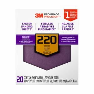 3M™ Pro Grade Precision Faster Sanding Sheets w/ NO-SLIP GRIP Backing SHCP220-PGP20T, 9 in x 11 in, 220 Gr, 20 Shts/pk image 3M™ Pro Grade Precision Faster Sanding Sheets w/ NO-SLIP GRIP Backing SHCP220-PGP20T, 9 in x 11 in, 220 Gr, 20 Shts/pkimage