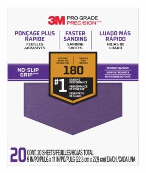 3M™ Pro Grade Precision Faster Sanding Sanding Sheets 180 grit Fine, 27180TRI-20, 9 in x 11 in, 20/pkimage