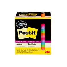 Post-it(R) Super Sticky Notes 654-15SSCP, Assorted Colours, 3 in x 3 in, Cabinet Pack