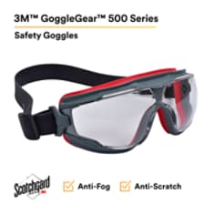 3M™ GoggleGear™ 500-Series GG501NSGAF Clear Scotchgard™ Anti-fog lens, Neoprene Strap