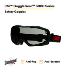 3M™ GoggleGear™ 6000 Series, GG6002SGAF-BLK, Black Shroud, Scotchgard™ Anti-Fog Coating