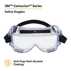 3M™ Centurion™ Safety Splash Goggle 454AF, 40305-00000-10 Clear Anti-Fog Lens