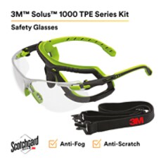 3M™ Solus™ 1000 Series S1201SGAF-TKT, Grn/Blk, Scotchgard™ Anti-Fog Coating