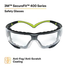 3M™ SecureFit™ Safety Glasses SF401AF-FM, Foam, Clear Anti-fog Lens