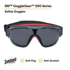 3M™ GoggleGear™ 500 Series GG502SGAF, Gray Scotchgard™ Anti-fog lens