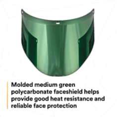 3M™ Aluminized Polycarbonate Faceshield WP96BAL, Medium Green, 82518-00000, Molded - SI2