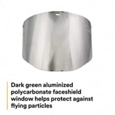 3M™ Aluminized Polycarbonate Molded Dark Green Faceshield Window, 82509-00000 - SI2