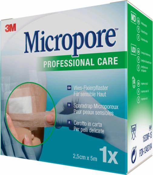 3M™ Micropore™ Rollenpflaster, 1533NP-1S, beige, 2,5 cm x 5 m, 120 