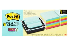 Post-it(R) Super Sticky Pop-up Notes & Dispenser DS330-12SSVPTR, Multi-Size