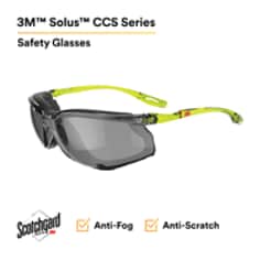 3M™ Solus™ CCS Series, SCCS02SGAF-GRN-F, Scotchgard™ Anti-Fog Coating, Gray AF-AS Lens