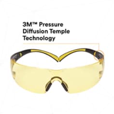 3M™ SecureFit™ Safety Glasses SF403SGAF-YEL, Yellow-Black, Amber Scotchgard™ Anti-fog Lens
