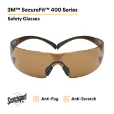 3M™ SecureFit™ Safety Glasses SF405SGAF-BLA, Black-Brown, Brown Scotchgard™ Anti-fog Lens