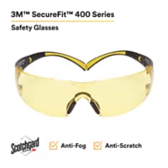 3M™ SecureFit™ Safety Glasses SF403SGAF-YEL, Yellow-Black, Amber Scotchgard™ Anti-fog Lens