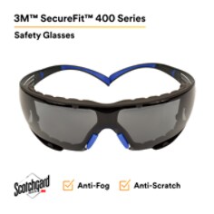 3M™ SecureFit™ Safety Glasses SF402SGAF-BLU-F, Blue-Gray, Gray Scotchgard™ Anti-fog Lens