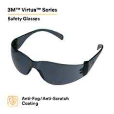 3M™ Virtua™ Protective Eyewear 11330-00000-20 Gray Anti-Fog Lens, Gray Temple