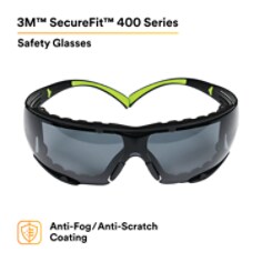 3M™ SecureFit™ Protective Eyewear SF402AF-FM, Foam, Grey Anti-fog Lens