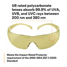 3M™ SecureFit™ Safety Glasses SF203AF, Amber Lens