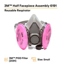3M™ Half Facepiece Reusable Respirator Assembly 6191/07001(AAD), P100, Small