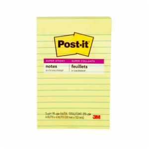 Post-it Super Sticky Notes 660-3SSCY, Canary Yellow, 4 in x 6 in (101 mm x 152 mm), 100% PEFC, SGSCH-PEFC-COC-110078image