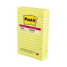 Post-it(R) Super Sticky Notes 660-3SSCY, canary yellow, lined, 4 in x 6 in