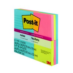 Post-it(R) Super Sticky Notes 4633-9SSMIA, miami collection, 4 in x 6 in