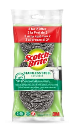 Scotch-Brite® Stainless Steel Scrubber, 2+1 free pieces in pack - cfip