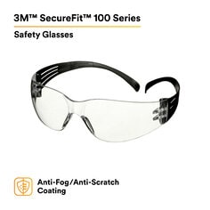 3M™ SecureFit™ 100 Series SF101AF-BLK, Black Temples, Clear AF/AS Lens