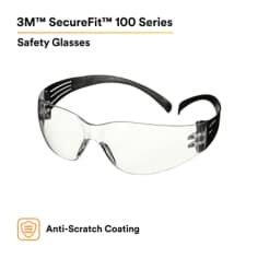 3M™ SecureFit™ 100 Series SF101AS-BLK, Black Temples, Clear AS Lens