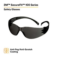 3M™ SecureFit™ 100 Series SF102AF-BLK, Black Temples, Gray AF/AS Lens