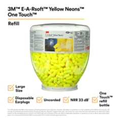 3M™ E-A-Rsoft™ Yellow Neons™ Earplugs 391-1005, UnCorded One Touch™ Dispenser Refill Bottle