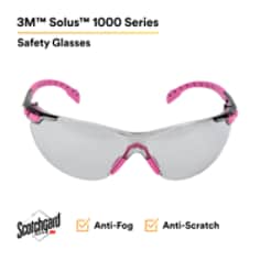 3M™ Solus™ 1000-Series Safety Glasses S1407SGAF, Pink/Black, I/O Gray Scotchgard™ AF Lens