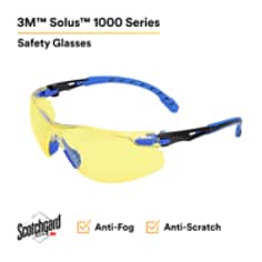 3M™ Solus™ 1000-Series Glasses S1103SGAF, Black/Blue, Amber Scotchgard™ AF Lens