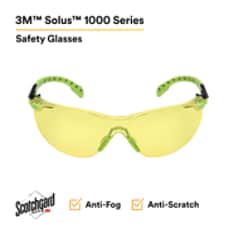 3M™ Solus™ 1000-Series Safety Glasses S1203SGAF, Green/Black, Amber Scotchgard™ AF Lens